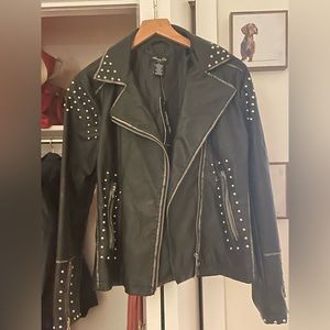 Black studded vintage style moto jacket